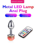 Wireless Remote Control Metal Luminous Anal Plug Prostate Massage Butt Plug with LED Anal Tail Sex Toy Adult Products for Women - Seductiva