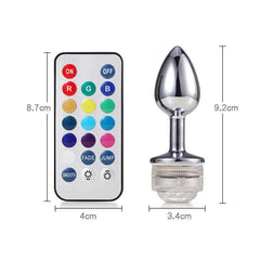 Wireless Remote Control Metal Luminous Anal Plug Prostate Massage Butt Plug with LED Anal Tail Sex Toy Adult Products for Women - Seductiva